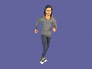 man boy rigged and animated low-poly 3D-Modell