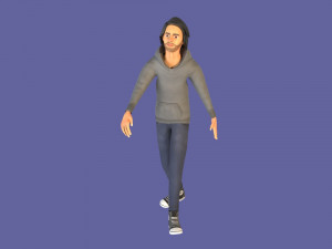 man boy rigged and animated low-poly 3D-Modell