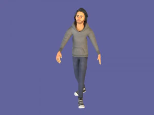 man boy rigged and animated low-poly 3D Model