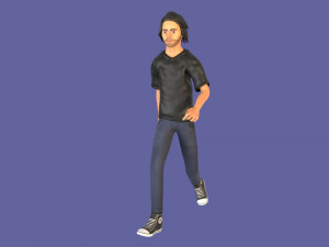 man boy rigged and animated low-poly 3D-Modell
