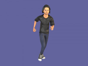 man boy rigged and animated low-poly 3D-Modell