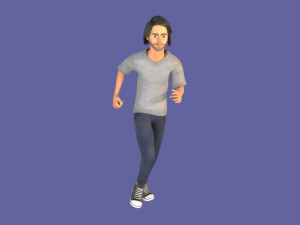 man boy rigged and animated low-poly 3D-Modell