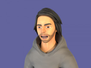 man boy rigged and animated low-poly 3D-Modell