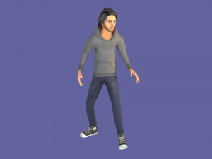 man boy rigged and animated low-poly 3D-Modell