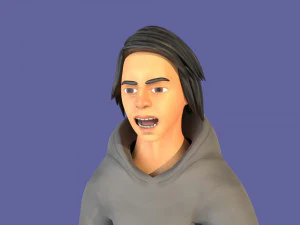 man boy rigged and animated low-poly 3D Model