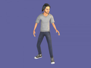 man boy rigged and animated low-poly 3D-Modell