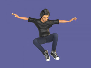 man boy rigged and animated low-poly 3D-Modell
