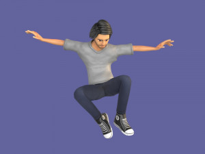 man boy rigged and animated low-poly 3D-Modell