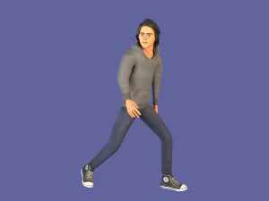 man boy rigged and animated low-poly 3D Model