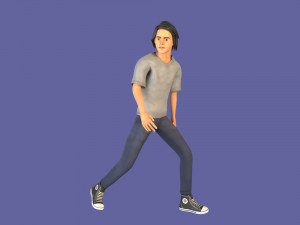 man boy rigged and animated low-poly 3D-Modell