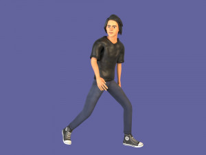 man boy rigged and animated low-poly 3D-Modell