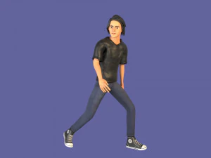 man boy rigged and animated low-poly 3D Model