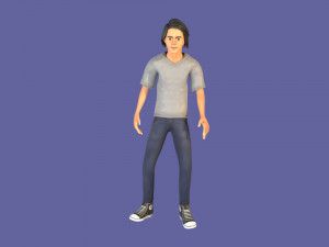 man boy rigged and animated low-poly 3D-Modell