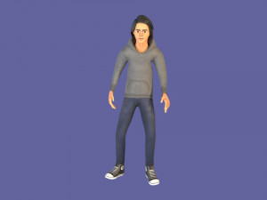 man boy rigged and animated low-poly 3D-Modell