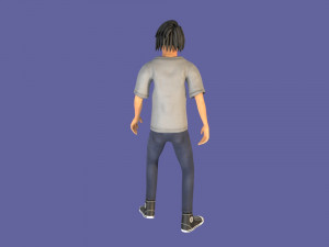 man boy rigged and animated low-poly 3D-Modell