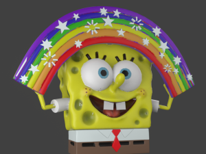 spongebob with rainbow 3d print model Model do druku 3D