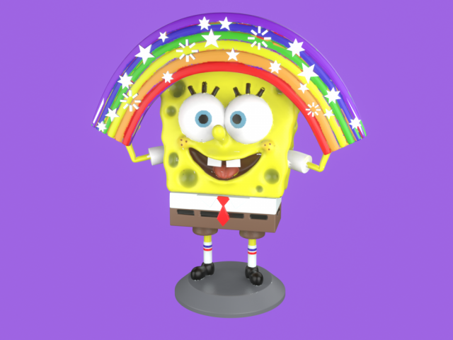 spongebob with rainbow 3d print model Model do druku 3D .c4d .max .obj .3ds .fbx .stl .blend 