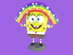 spongebob with rainbow 3d print model 3D Print Model
