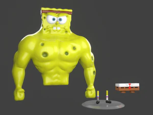 muscle spongebob meme sculpture 3d print 3D Print Model