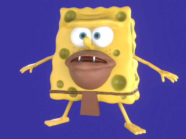 spongebob caveman meme sculpture art 3d print 3D Print Model .c4d .max .obj .3ds .fbx .stl .blend 