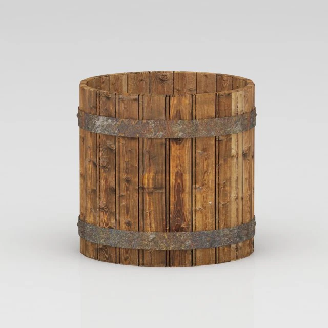 wooden bucket 3D Model .c4d .max .obj .3ds .fbx .stl .blend 