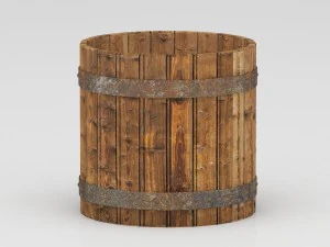 secchio di legno Modello 3D
