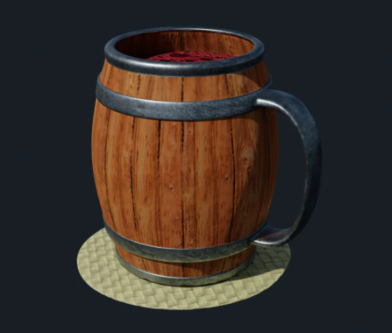 wooden barrel drinking mug 3D Model .c4d .max .obj .3ds .fbx .stl .blend 
