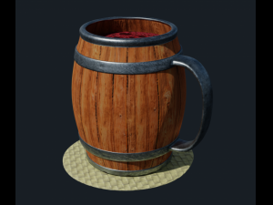 wooden barrel drinking mug 3D 모델