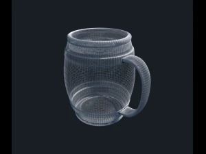 wooden barrel drinking mug 3D Model