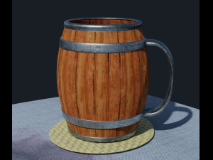 wooden barrel drinking mug 3D 모델
