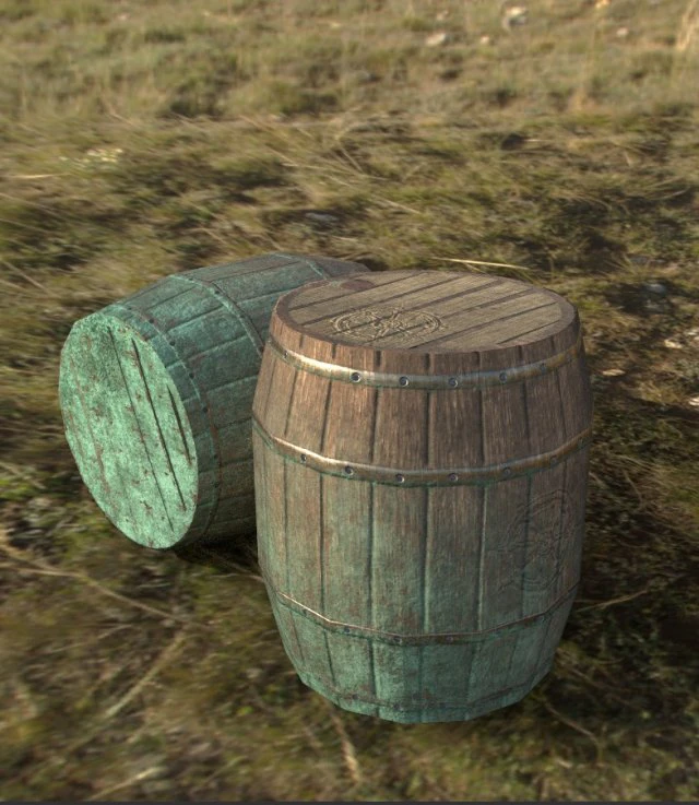 wooden barrels 3D Model .c4d .max .obj .3ds .fbx .stl .blend 