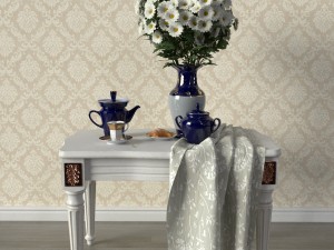 decorative set with chrysanthemum vase 3D 模型