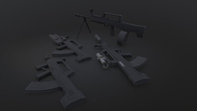 qbz 95 qbb95 qbz95b pack low-poly 3D 模型 .c4d .max .obj .3ds .fbx .stl .blend 