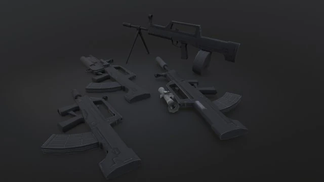 qbz 95 qbb95 qbz95b pack low-poly 3D Model .c4d .max .obj .3ds .fbx .stl .blend 