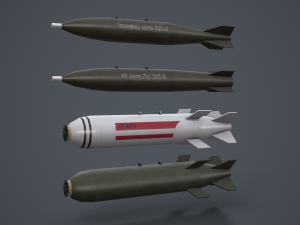 China Aviation Bomb Pack low-poly 3D Model