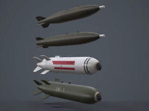 China Aviation Bomb Pack low-poly 3D Model