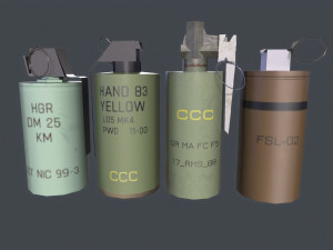 Smoke Grenades Pack Low-poly 3D Models