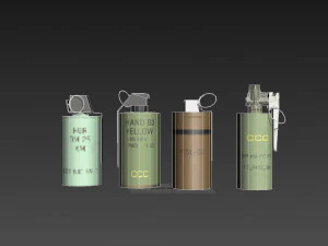 Smoke Grenades Pack Low-poly 3D Model