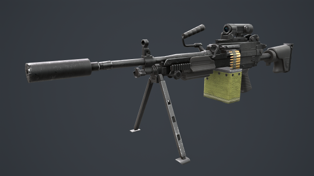 FN MINIMI MK3 762mm 3D Model .c4d .max .obj .3ds .fbx .stl .blend 
