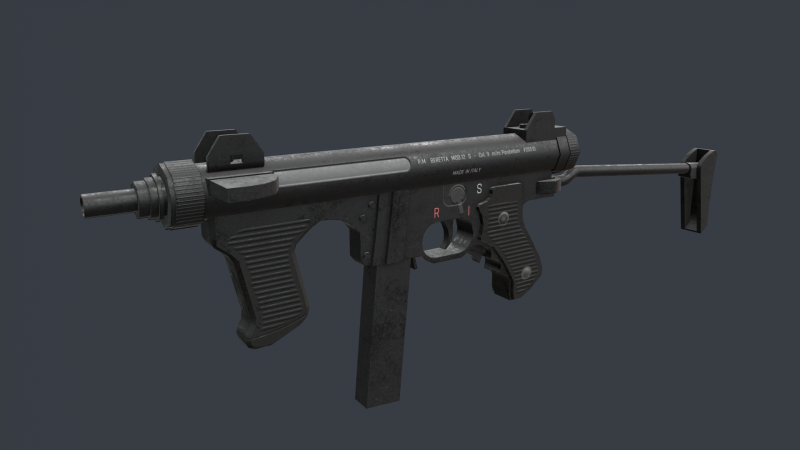Beretta M12S 3D Model .c4d .max .obj .3ds .fbx .stl .blend 