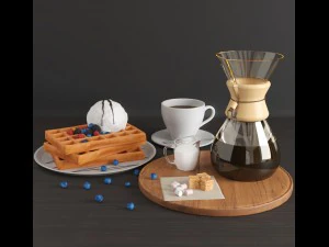 음식 세트 001 3D 모델