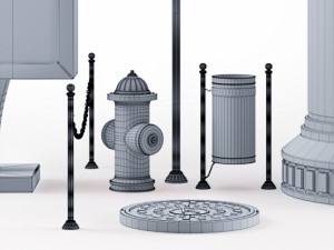 exterior and street elements 3D Model