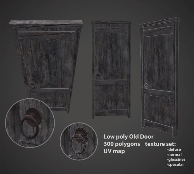 olddoor Model 3D .c4d .max .obj .3ds .fbx .stl .blend 