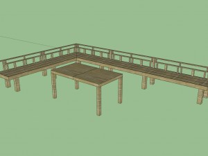 corner bench with table 3D Модель