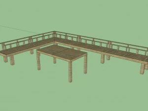 banco de esquina con mesa Modelo 3D