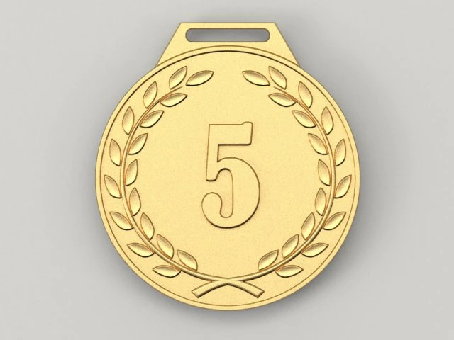 5 years anniversary medal 3D Print Model .c4d .max .obj .3ds .fbx .stl .blend 