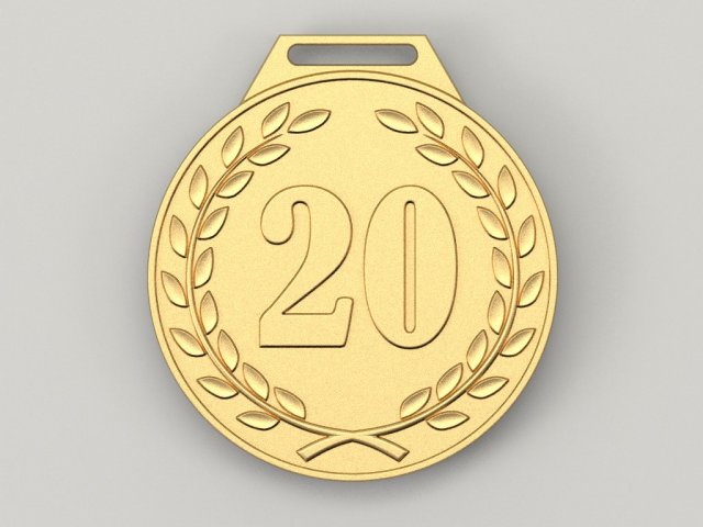 20 years anniversary medal 3D Print Model .c4d .max .obj .3ds .fbx .stl .blend