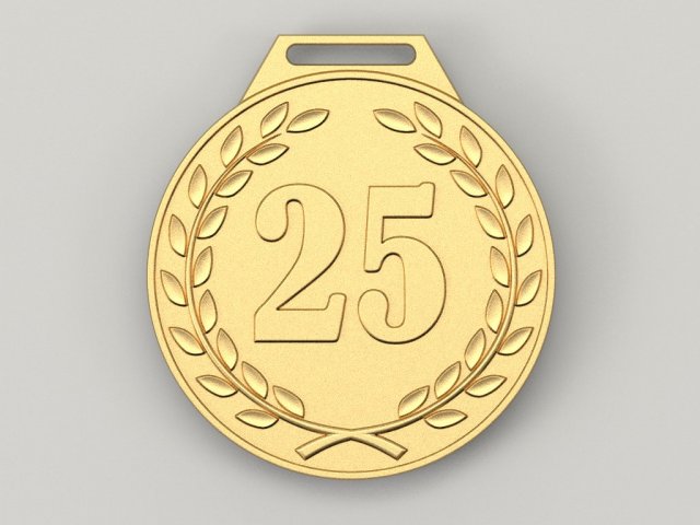 25 years anniversary medal 3D Print Model .c4d .max .obj .3ds .fbx .stl .blend