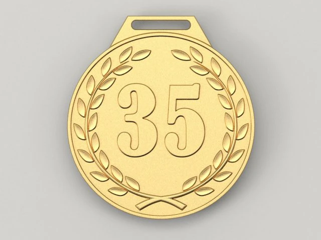 35 years anniversary medal 3D Print Model .c4d .max .obj .3ds .fbx .stl .blend 