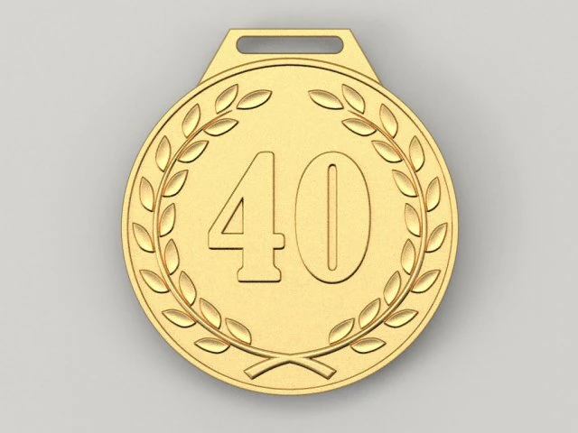 40 years anniversary medal 3D Print Model .c4d .max .obj .3ds .fbx .stl .blend 